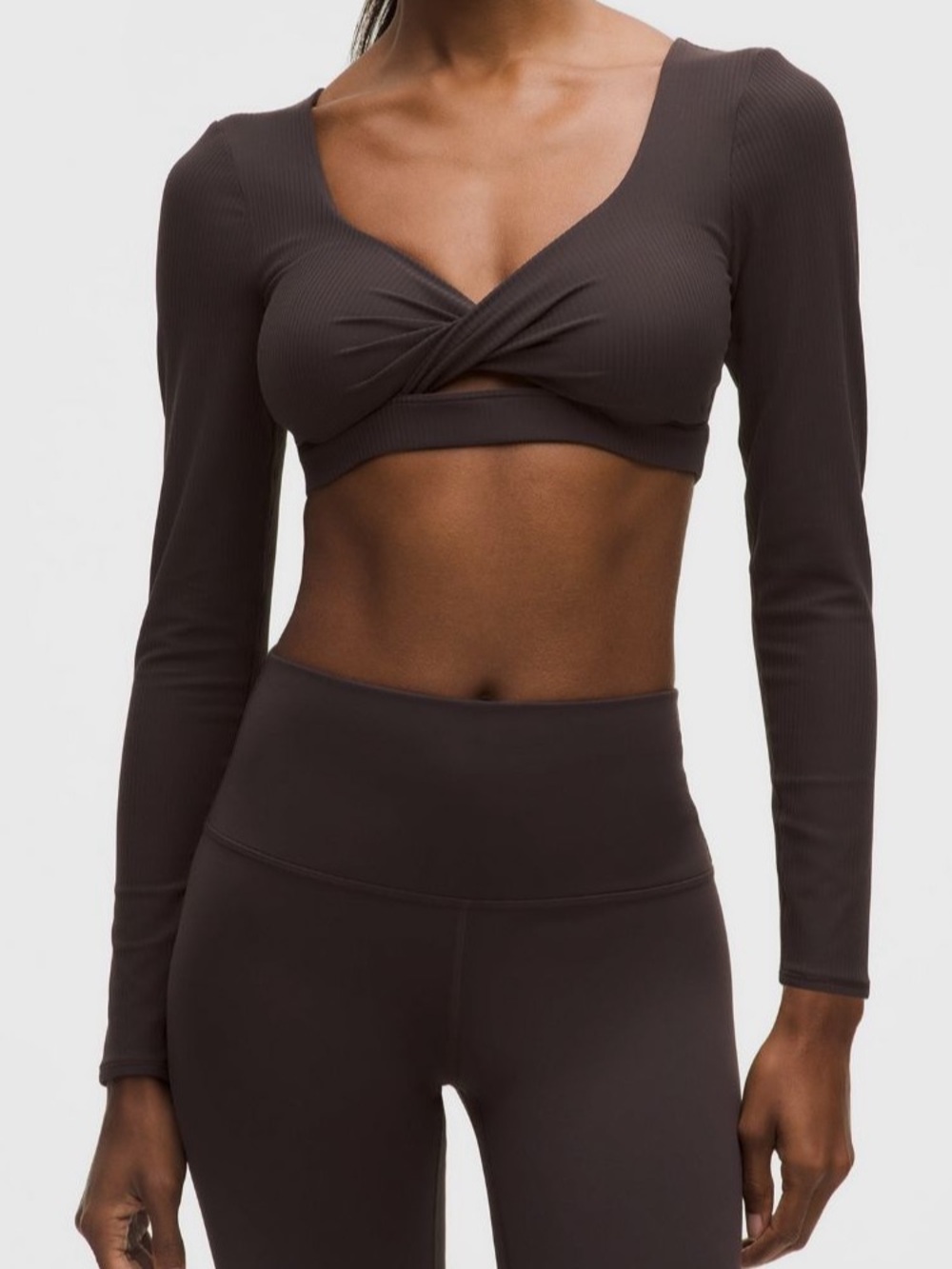 Lululemon Ribbed Nulu Long Sleeve Bra Top in Sequoia